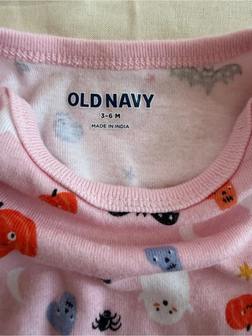 Old Navy Pink Halloween Print Long-Sleeve Bodysuit